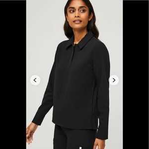 Figs Nala long-sleeve polo scrub top. Black. Size Medium. NWT